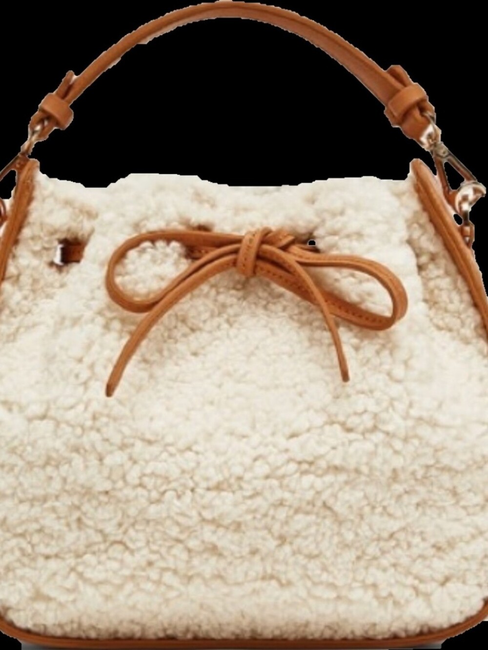 Zara Faux Fur Crossbody Bucket Bag - Picture 1 of 8
